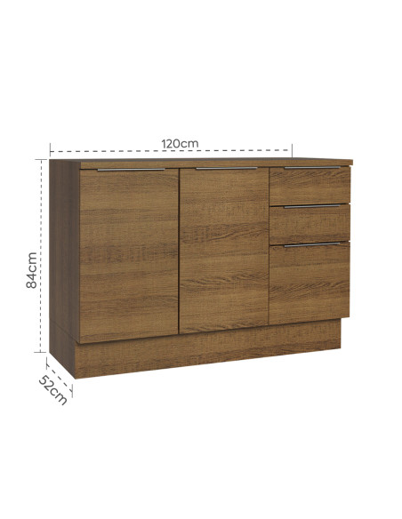 Base cocina Stella café 2 puertas 3 cajones 120cm