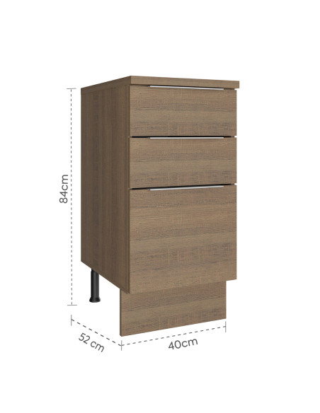 Base cocina Stella café 3 cajones 40cm