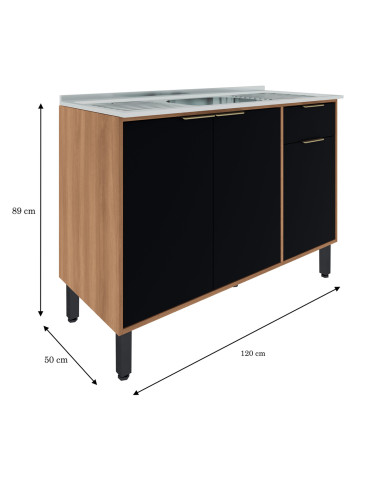 Base Cocina Thalita 3 Puertas 1 Cajón 120cm - Mueble Cocina