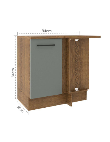 Base Esquinero Agata Gris 1 Puerta 94cm - Mueble de Cocina