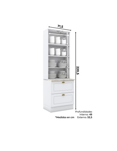 Vitrina Americana Blanco 71.5 cm - Mueble de Cocina