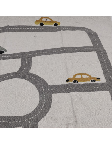 Alfombra Infantil Pista 140x90cm Blanco/Gris - Decoración Niños