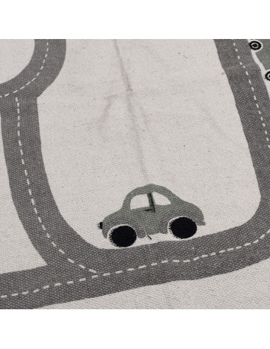 Alfombra Infantil Pista 140x90cm Blanco/Gris - Decoración Niños