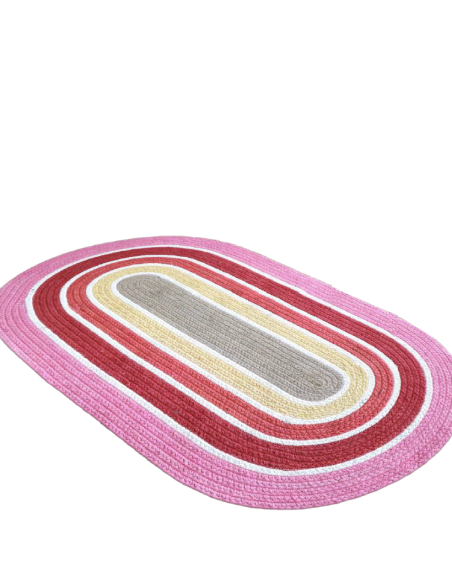 Alfombra infantil 150x100cm franjas ovalada