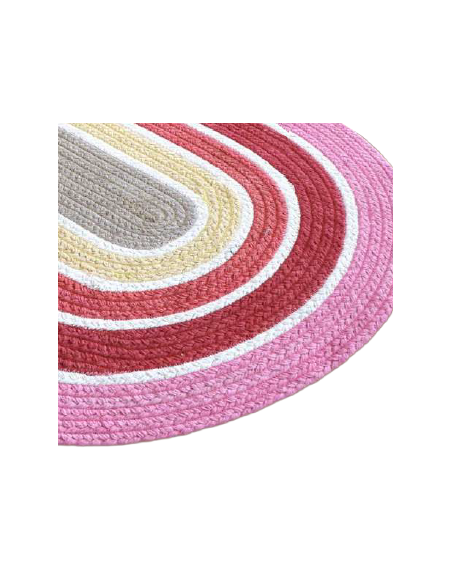 Alfombra infantil 150x100cm franjas ovalada
