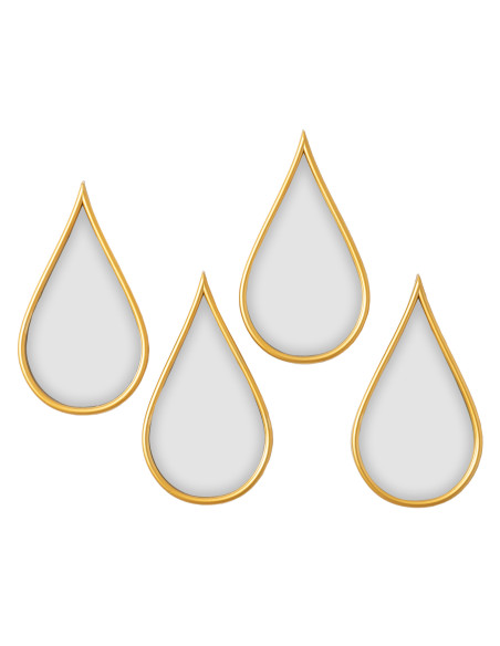 Espejos gotas dorado set de 4