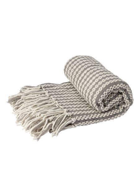 Manta 127x152cm blanco gris