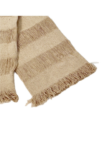 Manta Tejida Franjas Crudo 125x150cm - Textil Hogar Acogedor