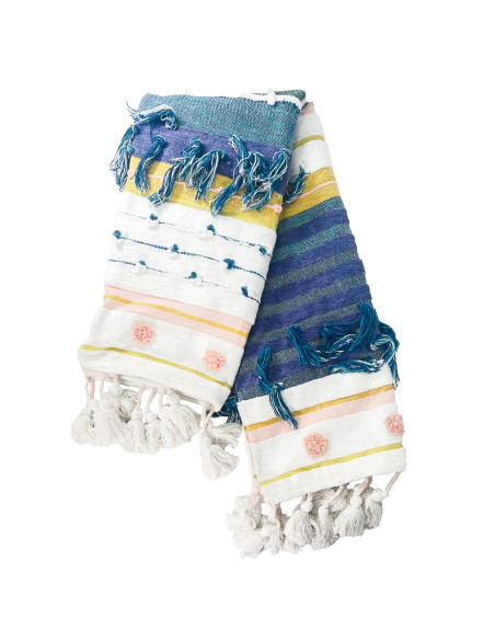 Manta 125x150cm tejida líneas flecos