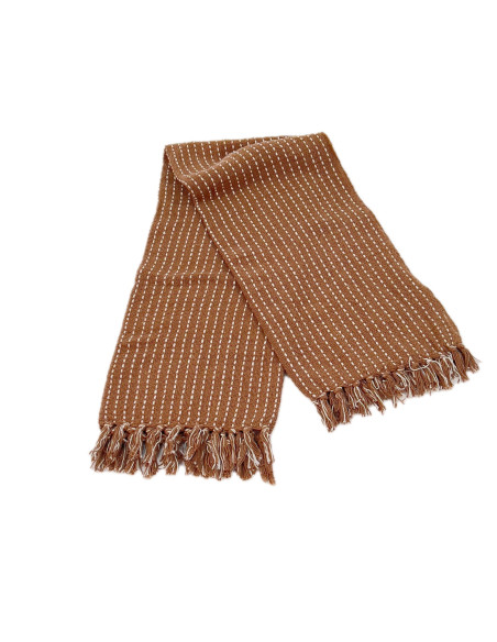 Manta 125x150cm algodón café/blanco