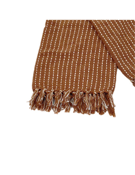 Manta 125x150cm algodón café/blanco