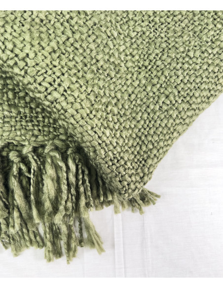 Manta 130x170cm verde con flecos
