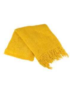 Manta 130x170cm amarilla con flecos