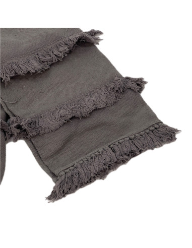 Manta de Algodón Gris con Flecos 130x170cm - Textil Hogar