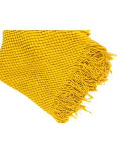 Manta 130x170cm amarilla con flecos 2
