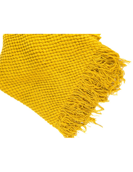 Manta 130x170cm amarilla con flecos
