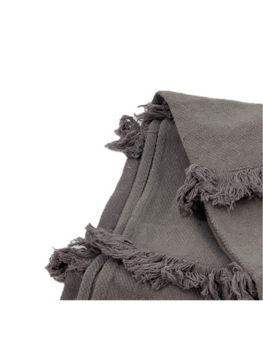 Manta de Algodón Gris con Flecos 130x170cm - Textil Hogar