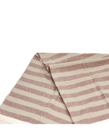 Manta 130x170cm Franjas Beige y Blanco - Textil Hogar
