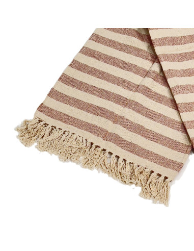 Manta 130x170cm Franjas Beige y Blanco - Textil Hogar