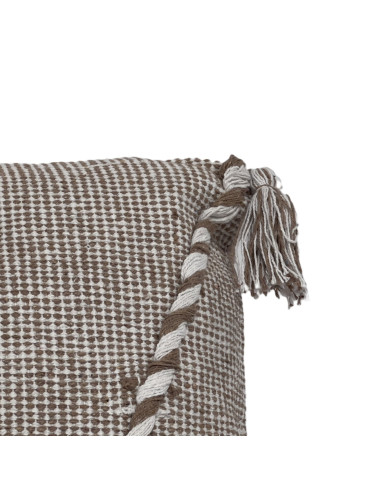 Cojín Boho 45x45 cm Blanco/Café - Decoración Étnica y Bohemia