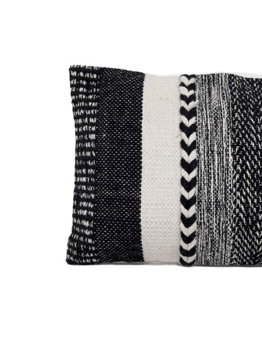 Cojín Boho Blanco y Negro con Líneas 50x30 cm - Decoración