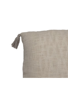 Cojín 45x45cm tejido con borlas crudo 2