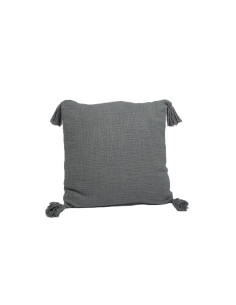 Cojín 45x45cm tejido con borlas gris
