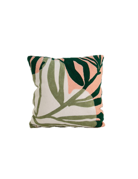 Cojín 45x45cm bordado hojas