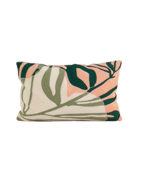 Cojín 30x50cm bordado hojas