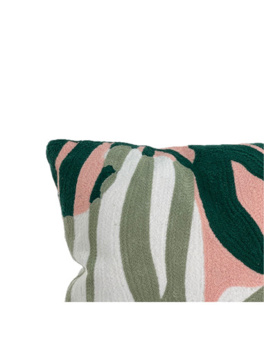 Cojín Bordado Hojas 45x45 cm - Decoración Natural y Elegante
