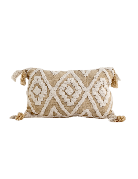 Cojín 30x50cm rombos crudo