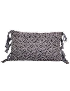 Cojín 30x50cm macrame gris