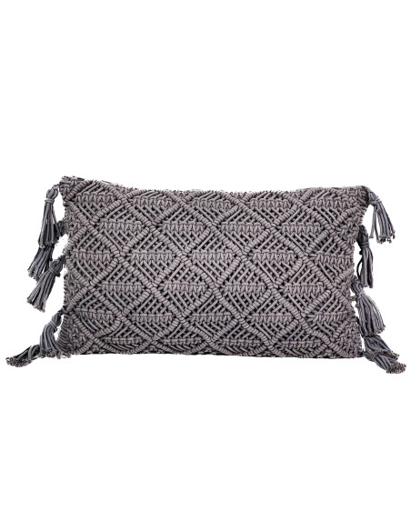Cojín 30x50cm macrame gris