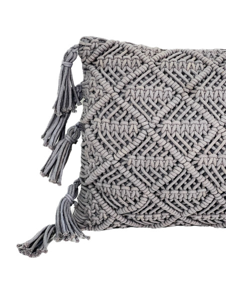 Cojín 30x50cm macrame gris