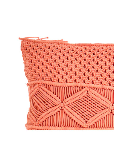 Cojín Macramé Rosado 45x45 cm - Decoración Bohemia para el Hogar