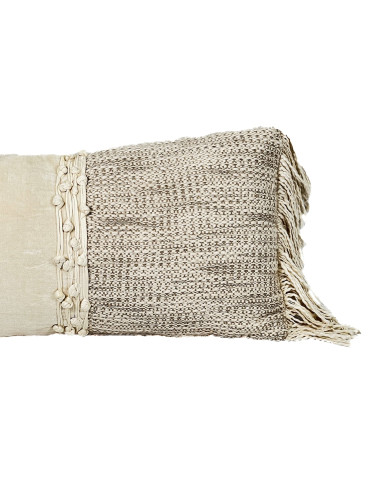 Cojín Boho Flecos Beige 70x30 cm - Decoración Étnica y Boho