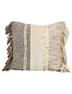 Cojín 45x45cm boho flecos beige
