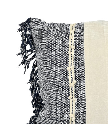 Cojín Boho Flecos Azul 45x45 cm - Decoración Étnica y Bohemia