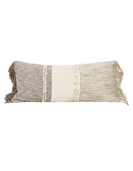 Cojín 30x70cm boho flecos beige