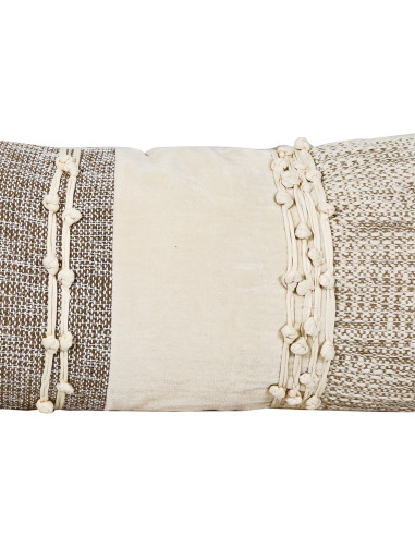 Cojín Boho Flecos Beige 70x30 cm - Decoración Étnica y Boho