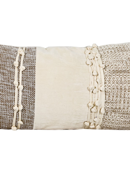 Cojín 30x70cm boho flecos beige