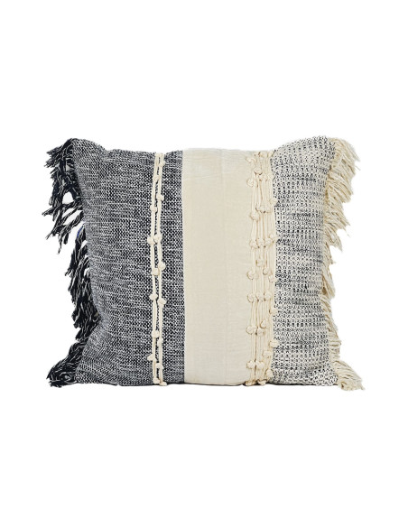 Cojín 45x45cm boho flecos azul