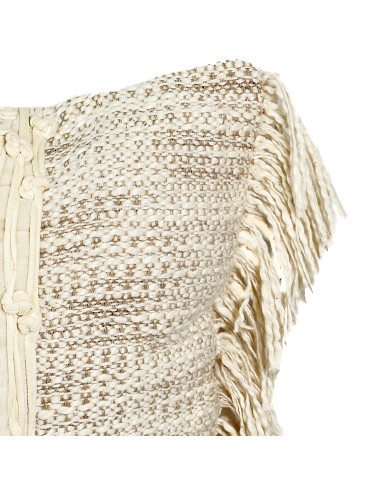 Cojín Boho Flecos Beige 45x45cm - Decoración Étnica Hogar