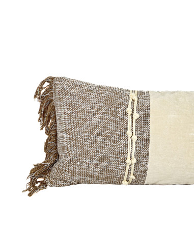 Cojín Boho Flecos Beige 70x30 cm - Decoración Étnica y Boho