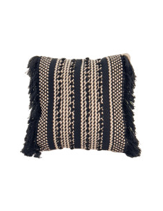 Cojín 45x45cm boho flecos grafito