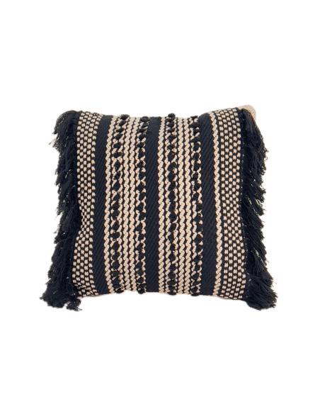 Cojín 45x45cm boho flecos grafito