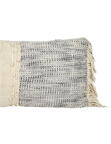 Cojín 30x70cm boho flecos azul