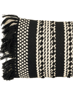 Cojín 30x50cm boho flecos grafito 2