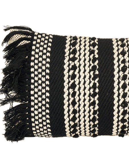 Cojín 30x50cm boho flecos grafito