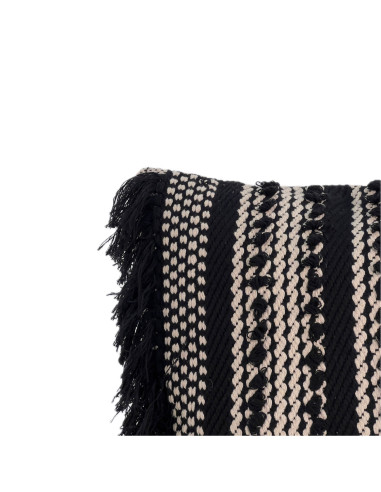 Cojín Boho Flecos Grafito 45x45cm - Decoración Hogar Étnica
